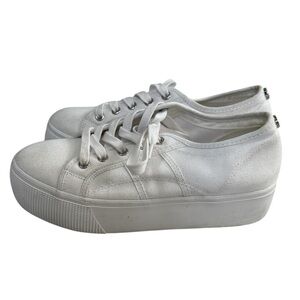 Steve Madden Emmi Canvas Stacked Platform White Sneakers